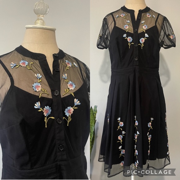 eshakti Dresses Eshakti Embroidered Dress Midi Size Medium Poshmark